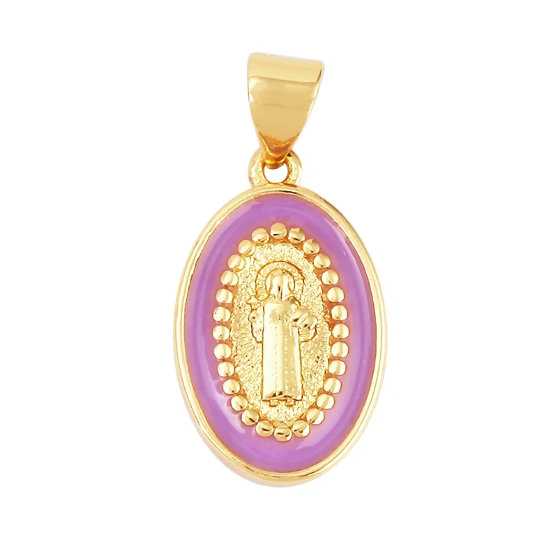 Enamel Miraculous Medal Virgin Mary Catholic Holy Charm,18K Gold Colour Plated ,Craft Jewelry For Diy Necklace Wholesale M53