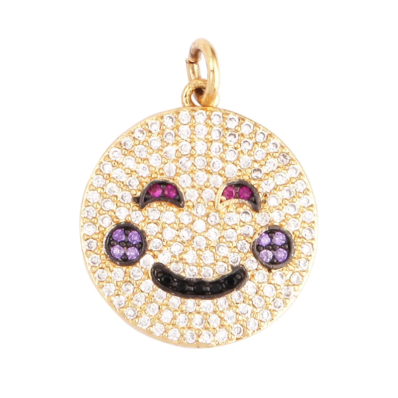 Mix Colour Face CZ Charm ,Real Gold Plated Colour,Necklace Bracelet Pendant,Hand Making DIY Jewelry Whole Sale Supplies L70