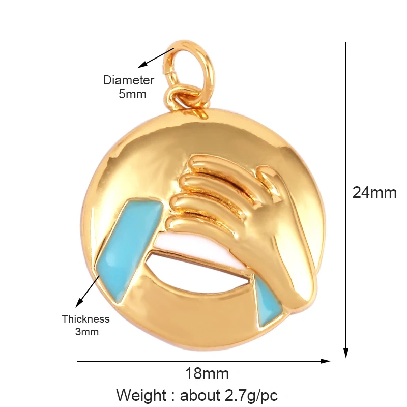 Happy Cry Face Expression Emotion  Love Call Me  Charm Pandent in Gold Colour, Jewelry Necklace Bracelet Making Supplies L70