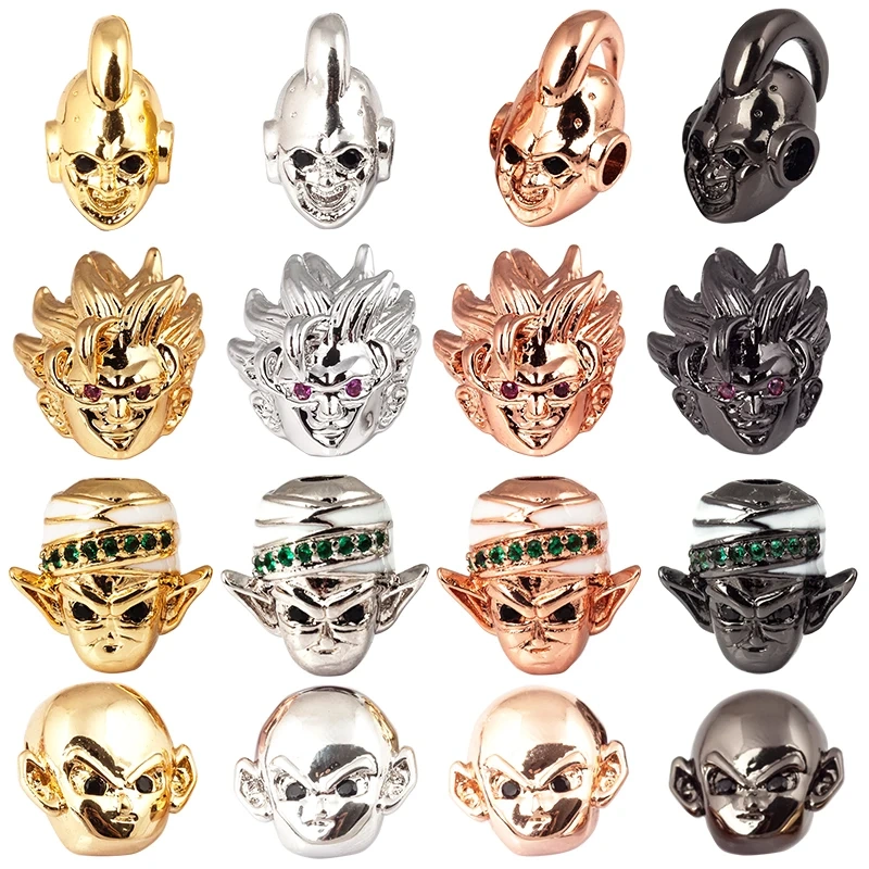 Dragon Ball Evolution Super Saiyan Majin Buu Piccolo Kuririn Carton Loose Brass Gold  Beads ,Mens Bracelet Making Supplies