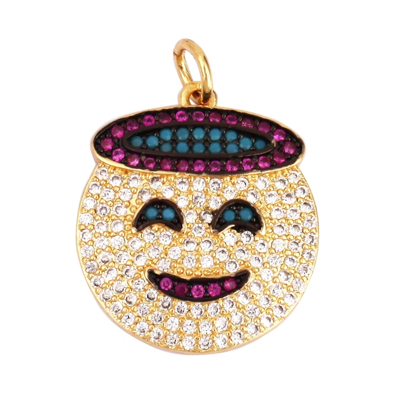 Emoji CZ Charm ,Real Gold Plated Colour,Necklace Bracelet Pendant,Hand Making DIY Jewelry Whole Sale Supplies