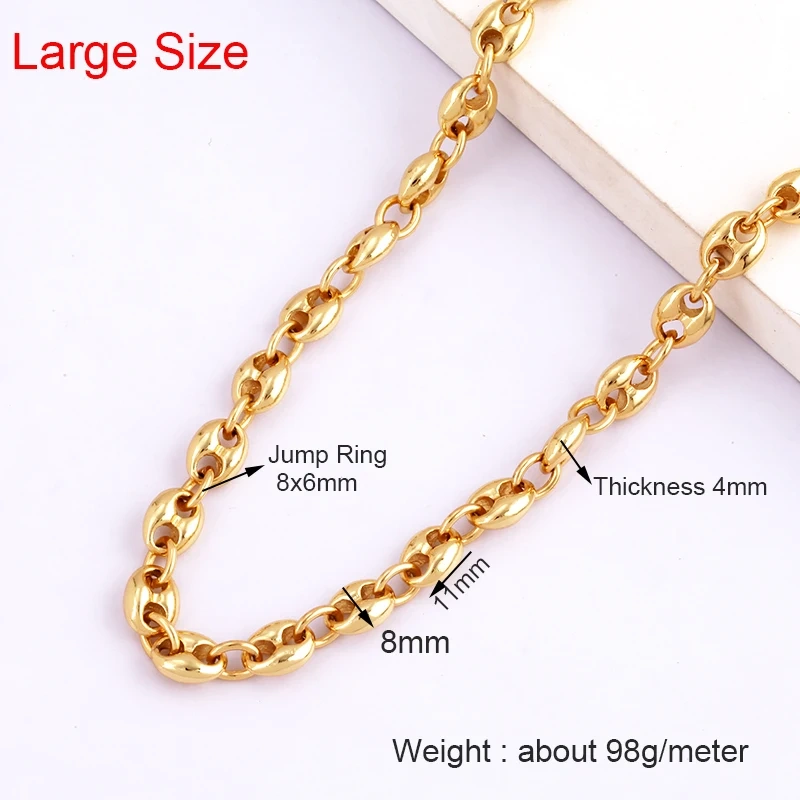 Fashion Hip Hop Pig Nose Brass Metal Chain DIY Coffee Bean Button Chain,Half Finished Necklace Bracelet For Beading Supplies Q39