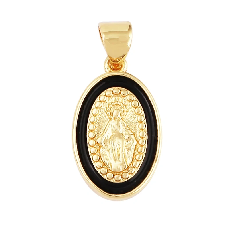 Enamel Miraculous Medal Virgin Mary Catholic Holy Charm,18K Gold Colour Plated ,Craft Jewelry For Diy Necklace Wholesale M53