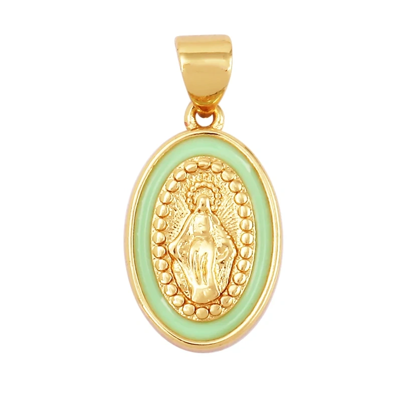 Enamel Miraculous Medal Virgin Mary Catholic Holy Charm,18K Gold Colour Plated ,Craft Jewelry For Diy Necklace Wholesale M53