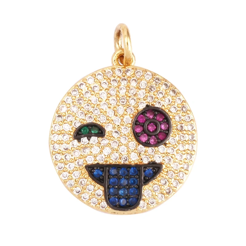 Mix Colour Face CZ Charm ,Real Gold Plated Colour,Necklace Bracelet Pendant,Hand Making DIY Jewelry Whole Sale Supplies L70