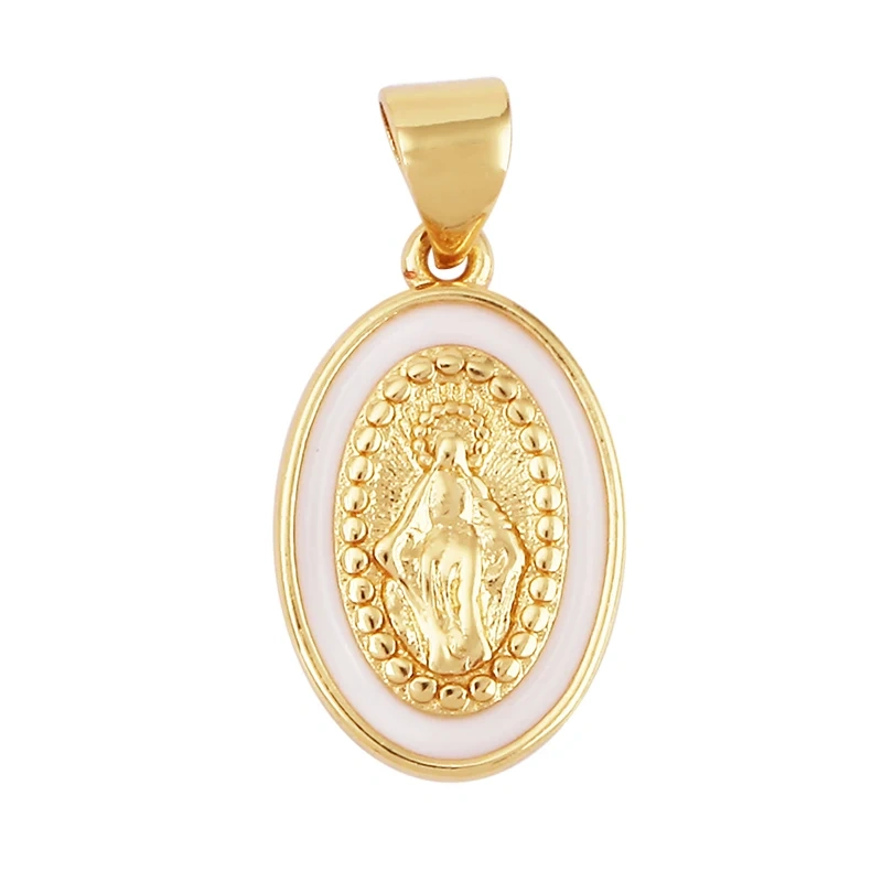 Enamel Miraculous Medal Virgin Mary Catholic Holy Charm,18K Gold Colour Plated ,Craft Jewelry For Diy Necklace Wholesale M53