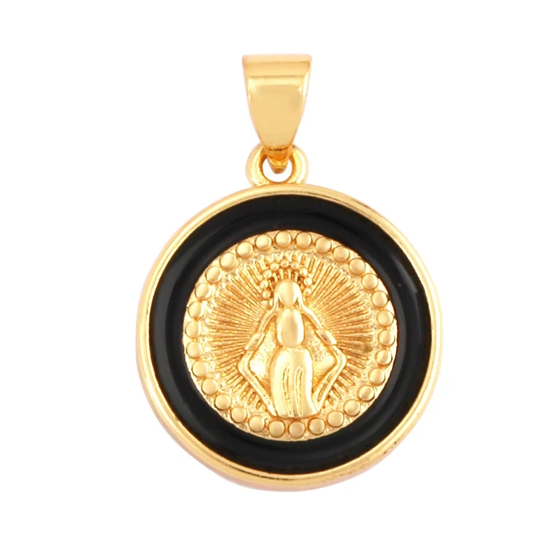 Round Shape Enamel Miraculous Medal Virgin Mary Catholic Holy Pendant Charm,Craft Jewelry For Necklace Accessories Supplies M53