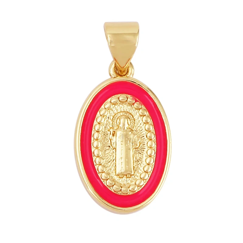 Enamel Miraculous Medal Virgin Mary Catholic Holy Charm,18K Gold Colour Plated ,Craft Jewelry For Diy Necklace Wholesale M53