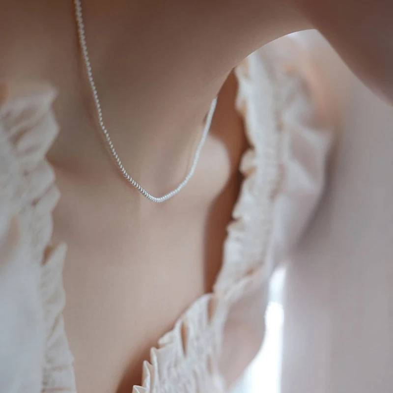 Slim Simple Classic Beaded Pearl Necklaces Made  from Swarovski elements 5810, Chain Necklaces For Women Office Jewelry