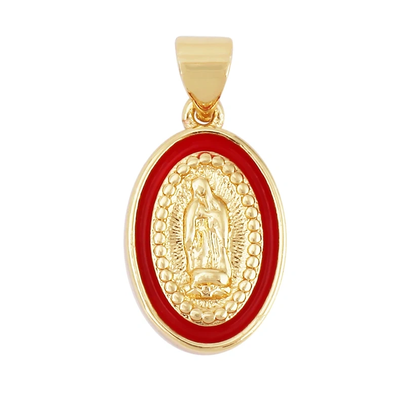 Enamel Miraculous Medal Virgin Mary Catholic Holy Charm,18K Gold Colour Plated ,Craft Jewelry For Diy Necklace Wholesale M53
