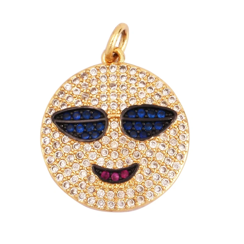 Emoji CZ Charm ,Real Gold Plated Colour,Necklace Bracelet Pendant,Hand Making DIY Jewelry Whole Sale Supplies