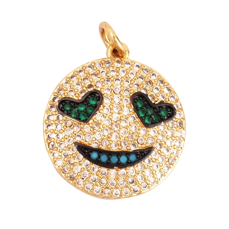 Emoji CZ Charm ,Real Gold Plated Colour,Necklace Bracelet Pendant,Hand Making DIY Jewelry Whole Sale Supplies