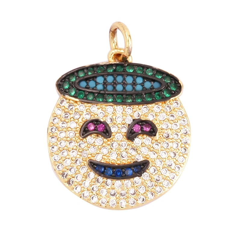 Emoji CZ Charm ,Real Gold Plated Colour,Necklace Bracelet Pendant,Hand Making DIY Jewelry Whole Sale Supplies