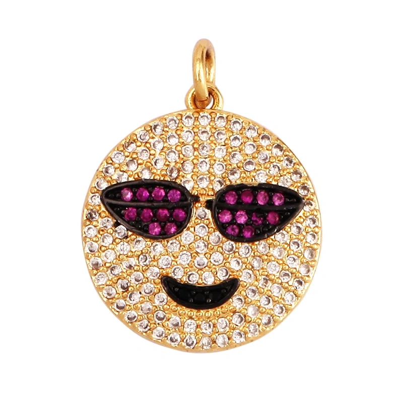 Emoji CZ Charm ,Real Gold Plated Colour,Necklace Bracelet Pendant,Hand Making DIY Jewelry Whole Sale Supplies