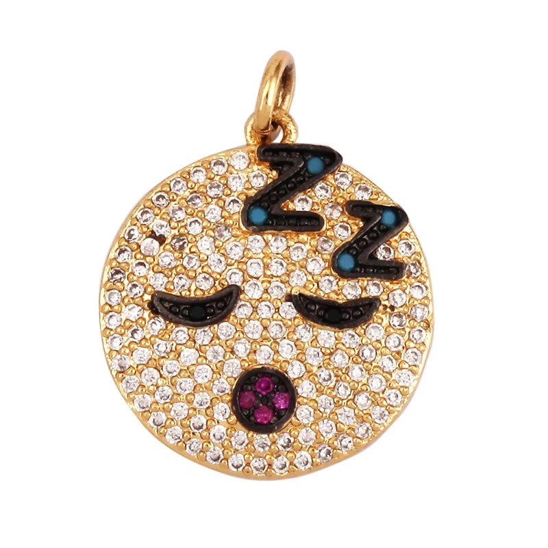Mix Colour Face CZ Charm ,Real Gold Plated Colour,Necklace Bracelet Pendant,Hand Making DIY Jewelry Whole Sale Supplies L70