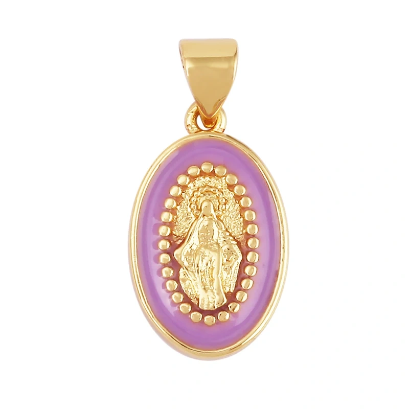 Enamel Miraculous Medal Virgin Mary Catholic Holy Charm,18K Gold Colour Plated ,Craft Jewelry For Diy Necklace Wholesale M53