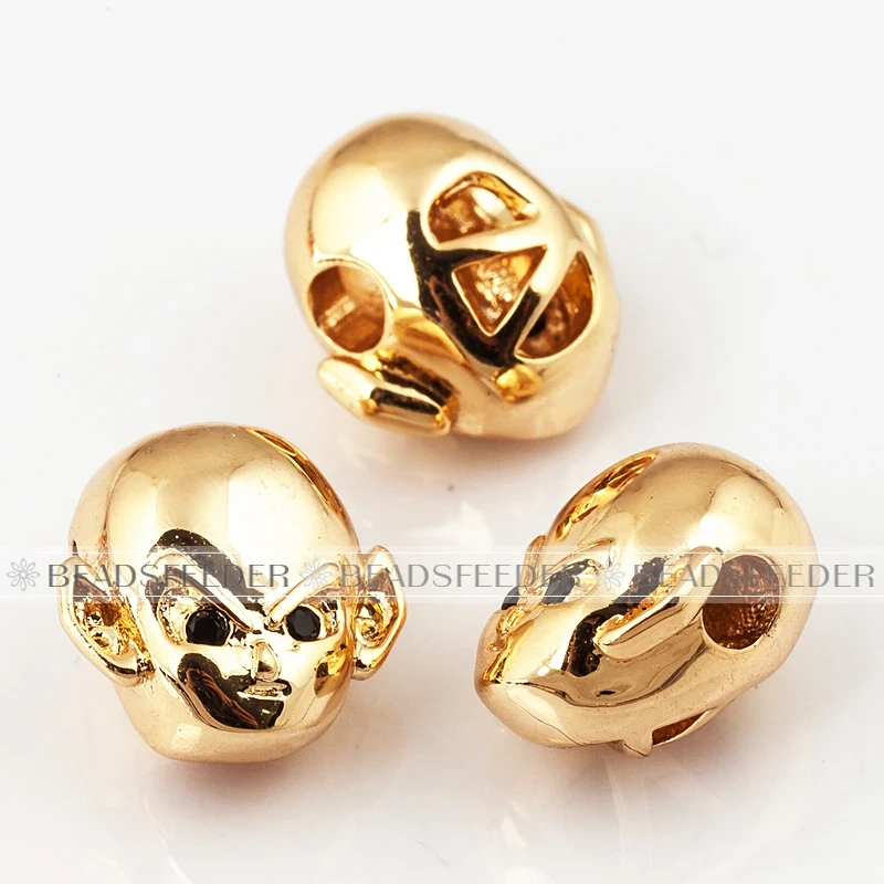 Carton Loose Brass Gold  Beads ,Mens Bracelet Making Supplies，18K Real Gold Plated ， Jewelry Making Accessories