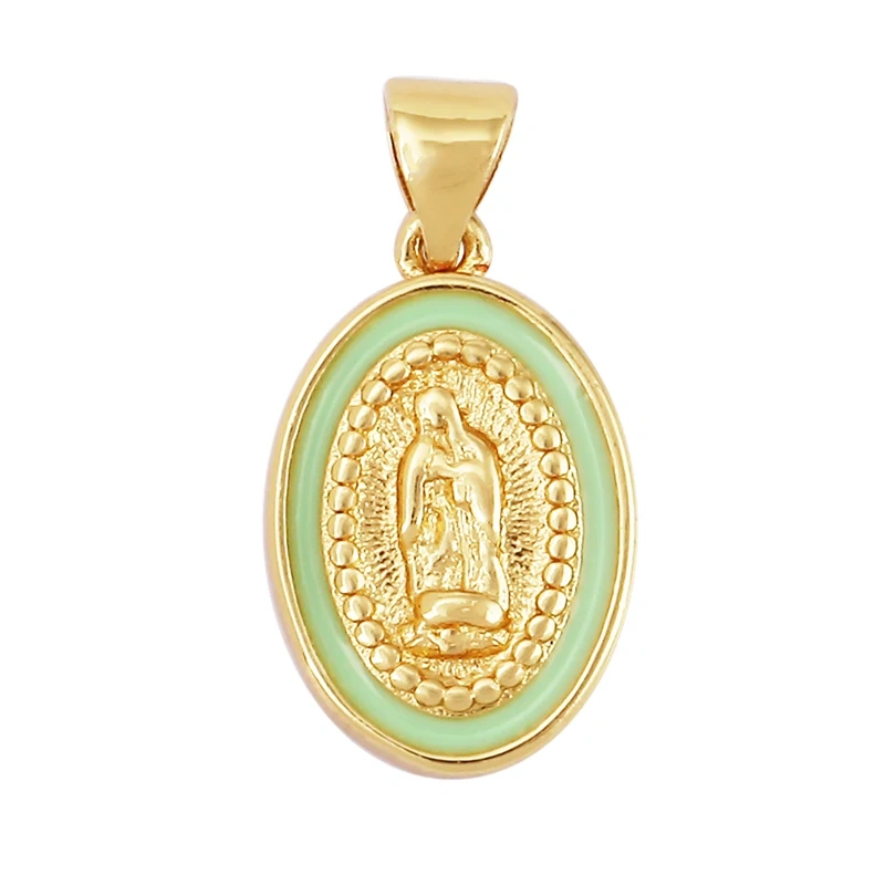 Enamel Miraculous Medal Virgin Mary Catholic Holy Charm,18K Gold Colour Plated ,Craft Jewelry For Diy Necklace Wholesale M53