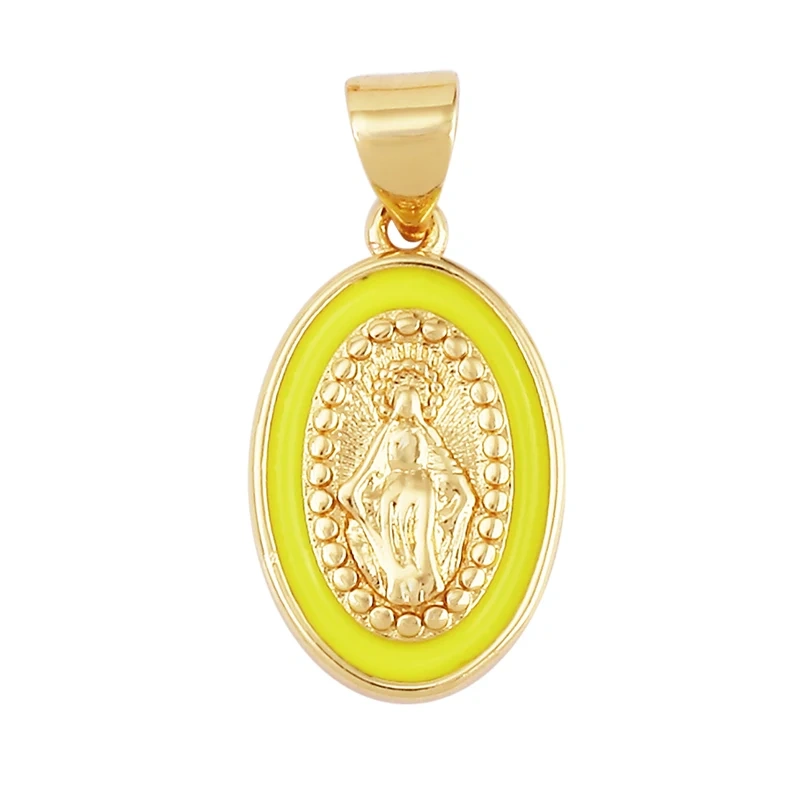 Enamel Miraculous Medal Virgin Mary Catholic Holy Charm,18K Gold Colour Plated ,Craft Jewelry For Diy Necklace Wholesale M53