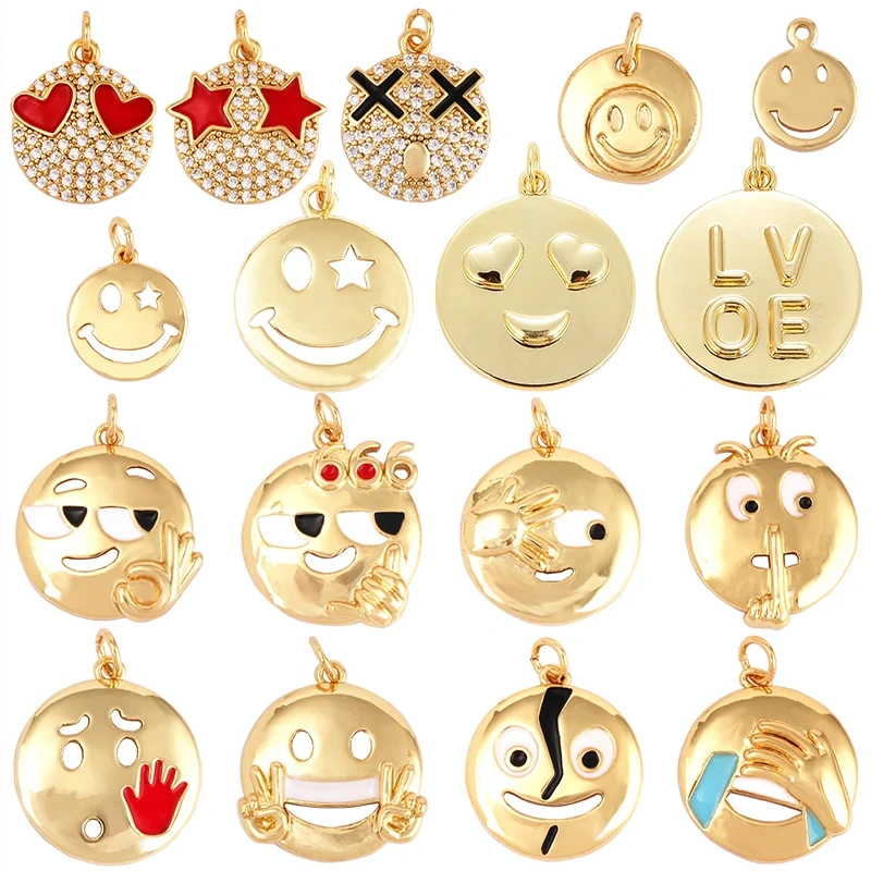 Smile Happy Cry Face Expression Emotion  Love Call Me  Charm Pandent in Gold Colour, Jewelry Necklace Bracelet Making Supplies