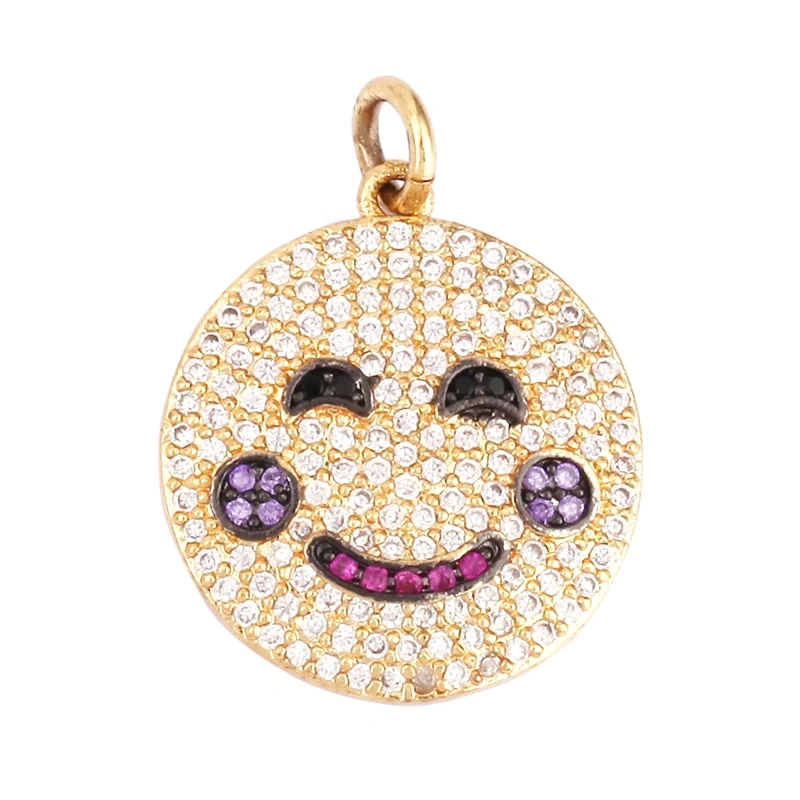 Mix Colour Face CZ Charm ,Real Gold Plated Colour,Necklace Bracelet Pendant,Hand Making DIY Jewelry Whole Sale Supplies L70