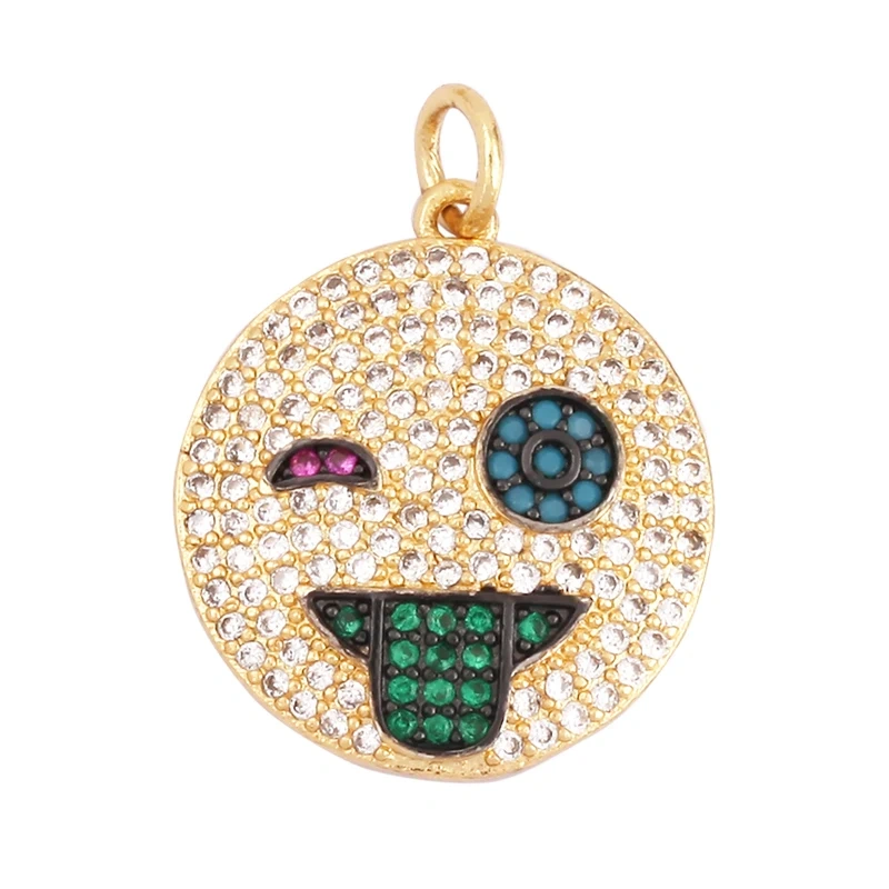 Mix Colour Face CZ Charm ,Real Gold Plated Colour,Necklace Bracelet Pendant,Hand Making DIY Jewelry Whole Sale Supplies L70