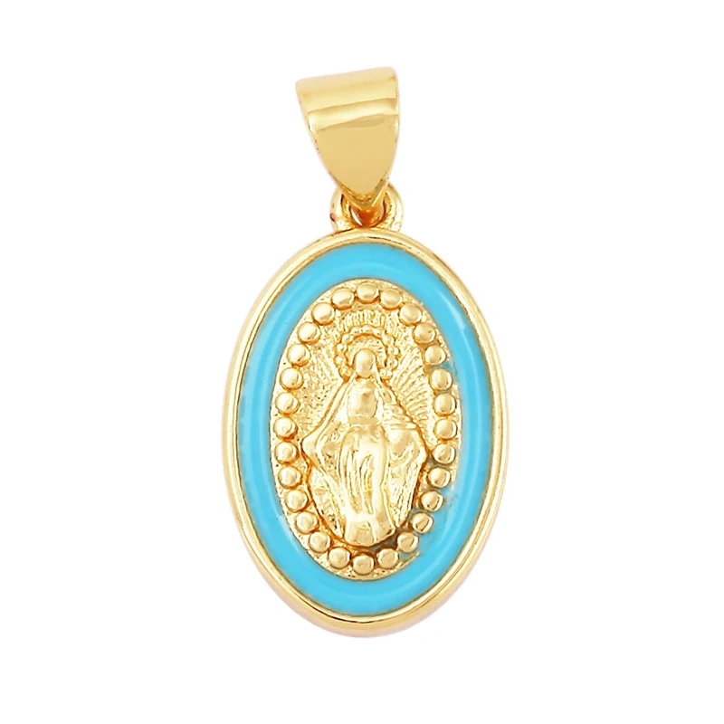 Enamel Miraculous Medal Virgin Mary Catholic Holy Charm,18K Gold Colour Plated ,Craft Jewelry For Diy Necklace Wholesale M53
