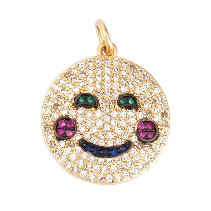Mix Colour Face CZ Charm ,Real Gold Plated Colour,Necklace Bracelet Pendant,Hand Making DIY Jewelry Whole Sale Supplies L70