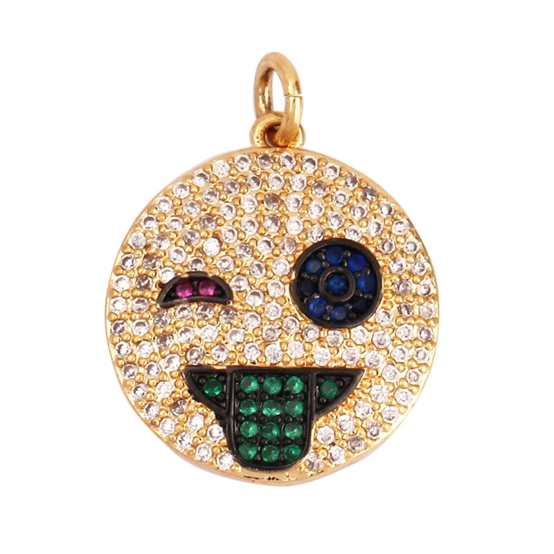 Mix Colour Face CZ Charm ,Real Gold Plated Colour,Necklace Bracelet Pendant,Hand Making DIY Jewelry Whole Sale Supplies L70