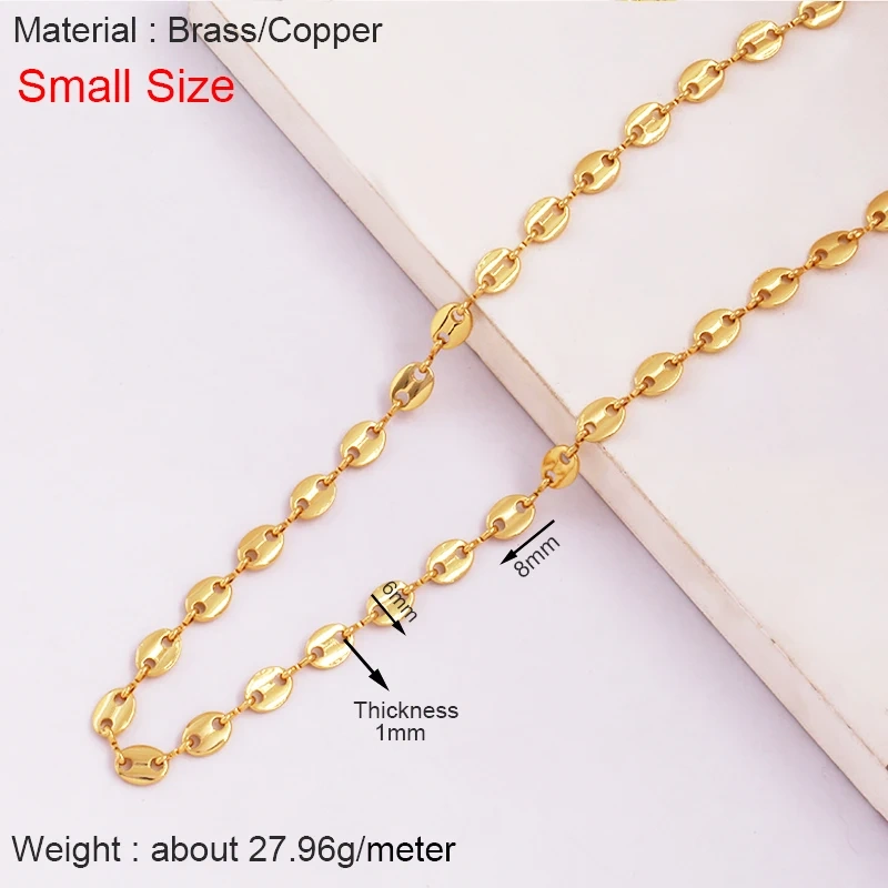 Fashion Hip Hop Pig Nose Brass Metal Chain DIY Coffee Bean Button Chain,Half Finished Necklace Bracelet For Beading Supplies Q39