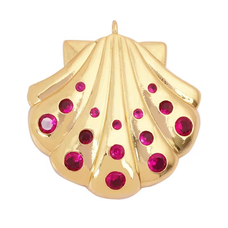 Fish Monta Ray Marine Organism Sea Conch Shell Nautil Coral Branch Charm Pendant,Gold Plated Zircon Jewelry Finding Supplies P02