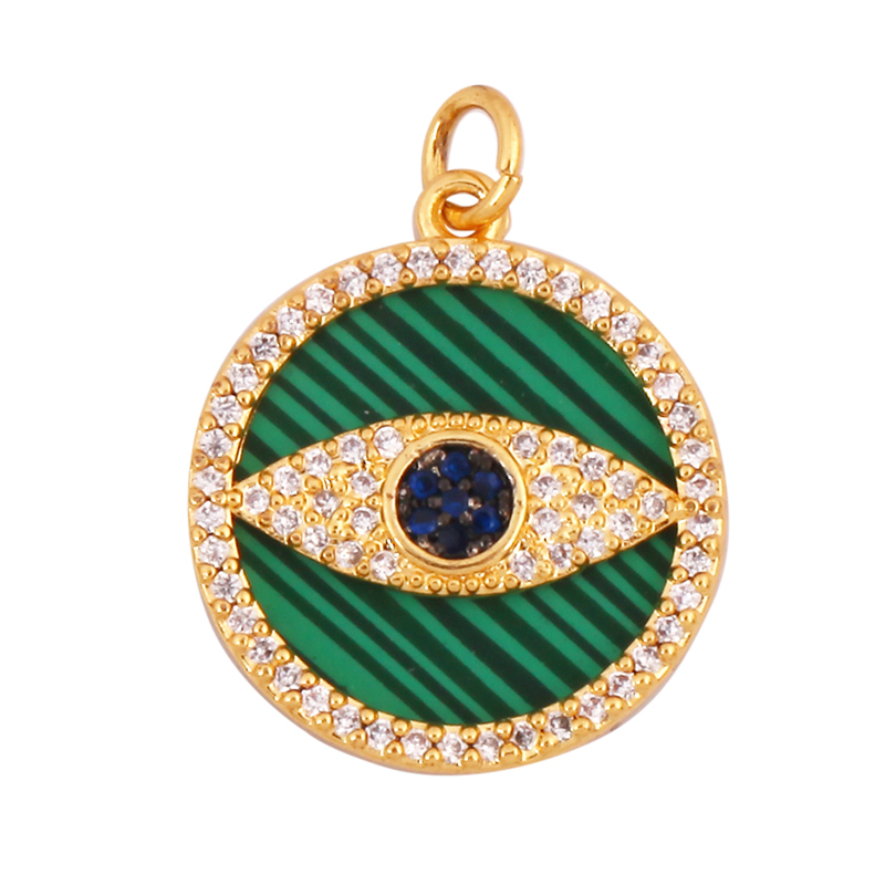Evil Eye Hand 18K Gold Plated Cubic Zirconia CZ Paved Religious Charm Pendant,Jewelry Necklace Bracelet Accessories Supplies M66