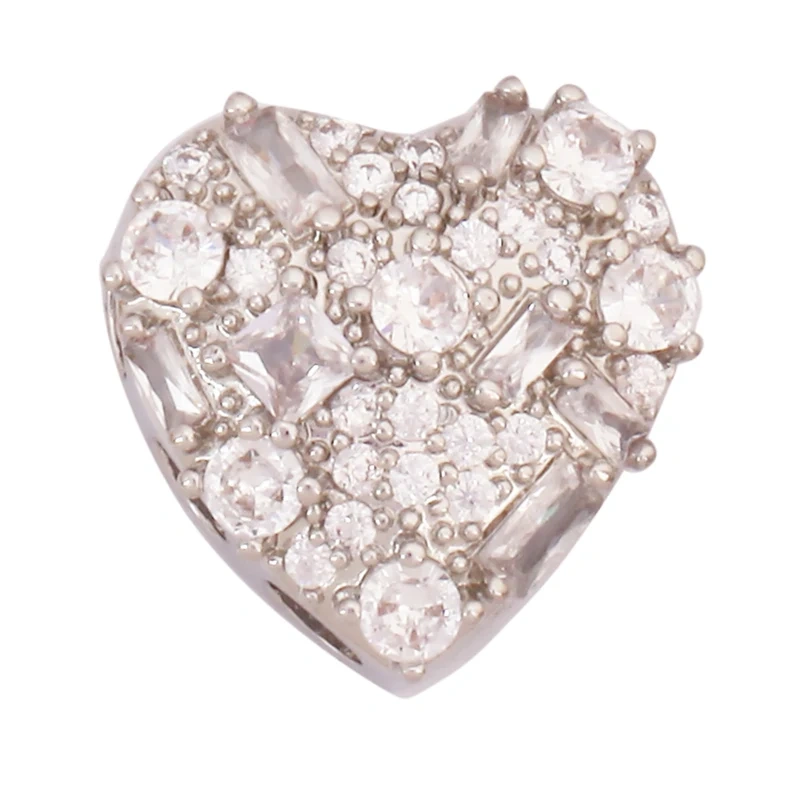 Fashion Colorful Zircon Focal Love Heart Star Charm Pendant,18K Gold Plated Necklace Bracelet DIY Handmade Jewelry Supplies K81