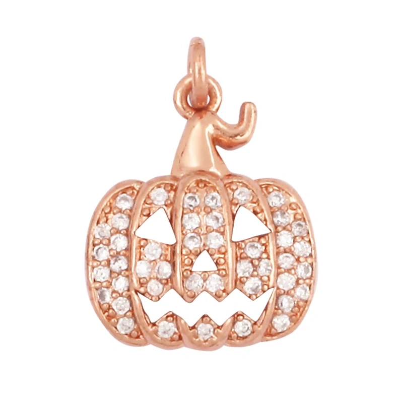 Popular Carnival Halloween Scream Ghost Skeleton Pumpkin Mask Charm Pendant,Trendy Cubic Zirconia 18K Gold Jewelry Necklace Q13