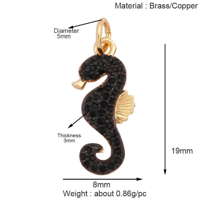 Marine Organism Fish Sea Conch Horse Shell Starfish Crab Fishbone Charm Pendant,Gold Plated Zircon Jewelry Finding Supplies K73