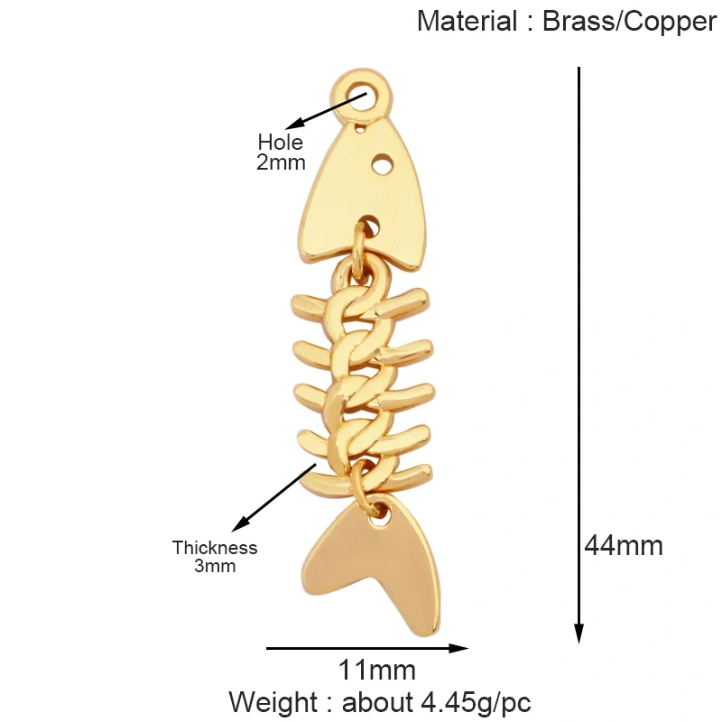 Marine Organism Fish Sea Conch Horse Shell Starfish Crab Fishbone Charm Pendant,Gold Plated Zircon Jewelry Finding Supplies K73