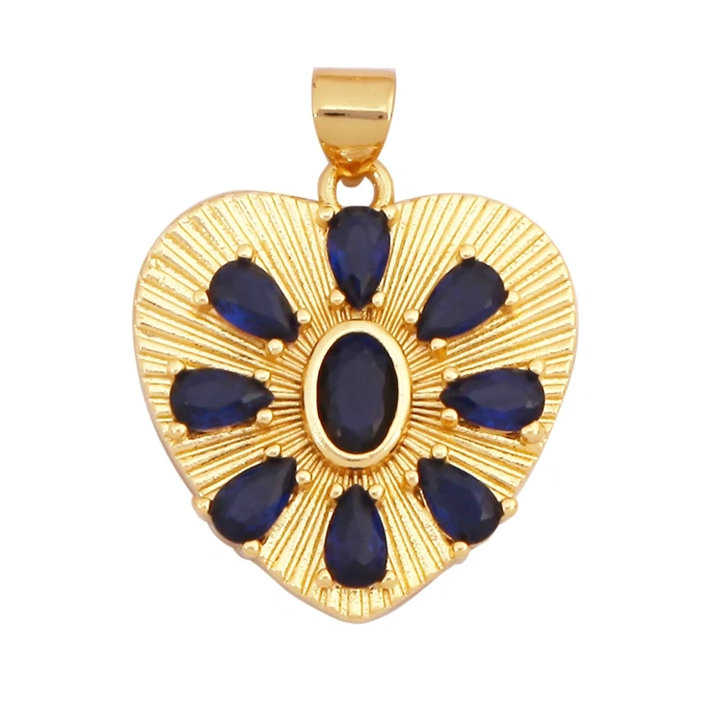 Fashion Colorful Zircon Focal Love Heart Star Charm Pendant,18K Gold Plated Necklace Bracelet DIY Handmade Jewelry Supplies K81
