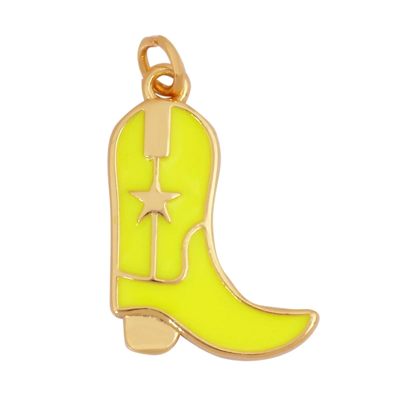 Trendy Cowboy Hat Boots Colorful Enamel Charm Pendants,Fashion 18K Gold Plated Cap Necklace Making Accessories Supplies K77