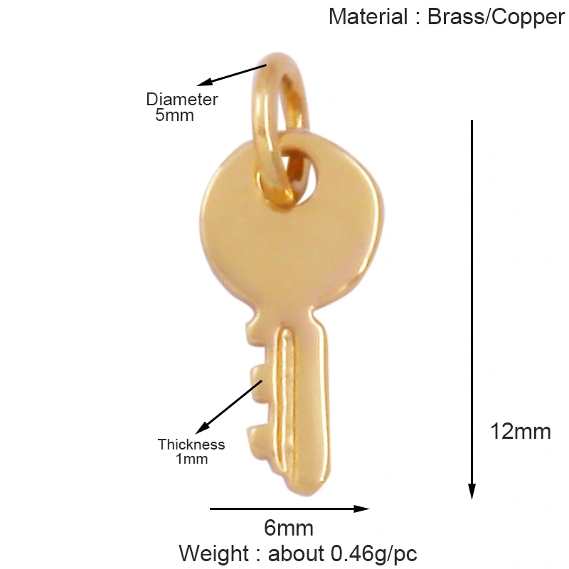 Cowboy Hat Boots Key Glasses Aircraft Windmill Slipper Sports Charm Pendant,Zirconia 18K Gold Necklace Craft Jewelry Supply K78