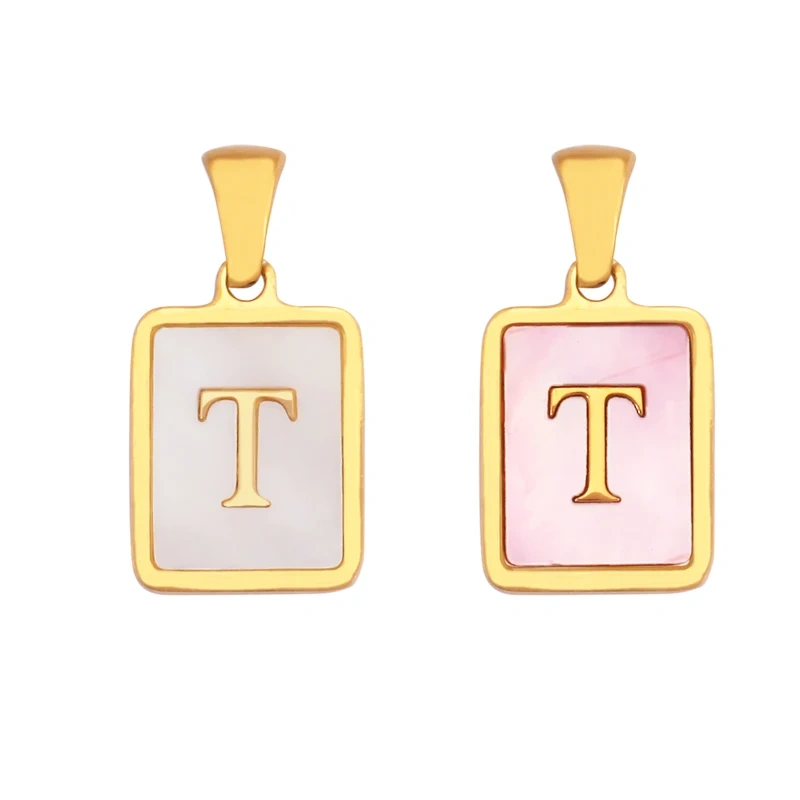 316 Stainless Steel Initial Letter Alphabet Name Charm Pendant,Pink White DIY Handmade Jewlery Findings Accessories Supply K76