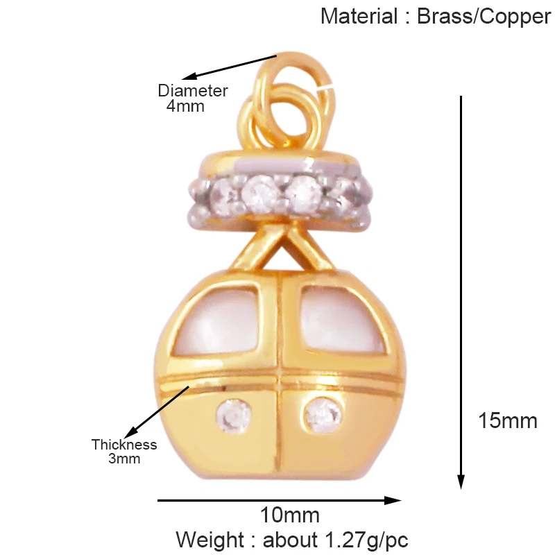 Cowboy Hat Boots Key Glasses Aircraft Windmill Slipper Sports Charm Pendant,Zirconia 18K Gold Necklace Craft Jewelry Supply K78