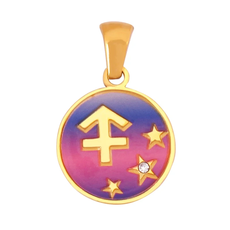 316 Stainless Steel Trendy Zodiac Horoscope Sign Medallion Charm Pendant,18K Gold Plated Necklace Bracelet Jewelry Supplies K77
