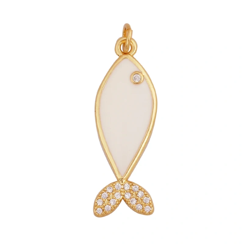 Marine Organism Fish Sea Conch Horse Shell Starfish Crab Fishbone Charm Pendant,Gold Plated Zircon Jewelry Finding Supplies K73