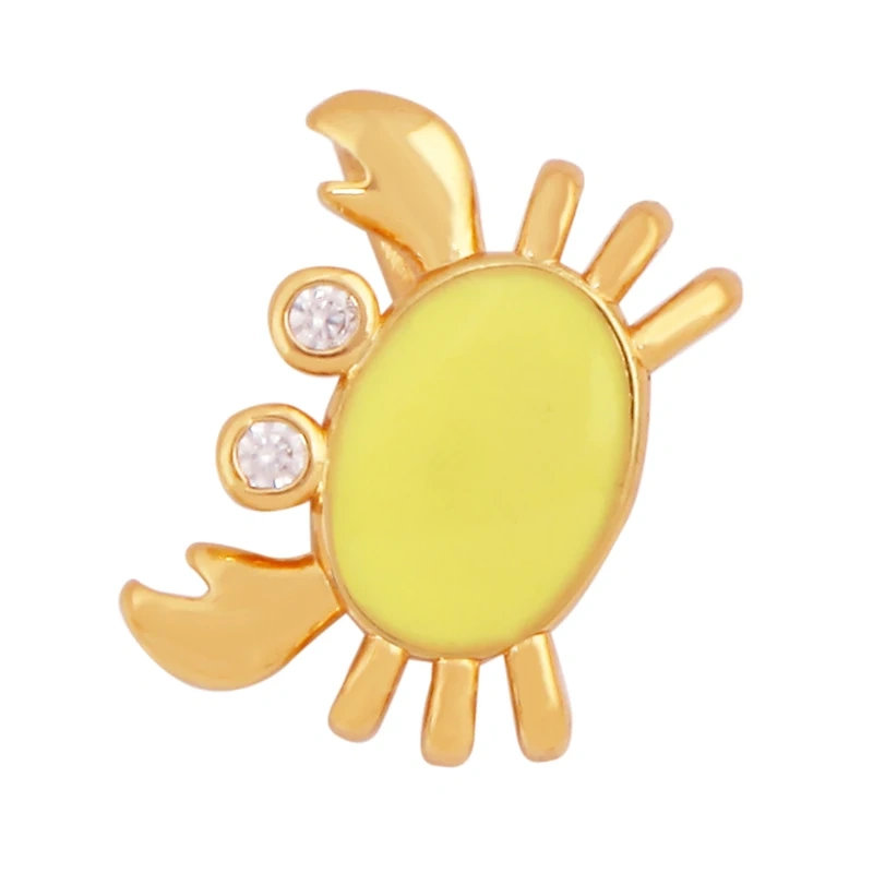 Marine Organism Fish Sea Conch Horse Shell Starfish Crab Fishbone Charm Pendant,Gold Plated Zircon Jewelry Finding Supplies K73