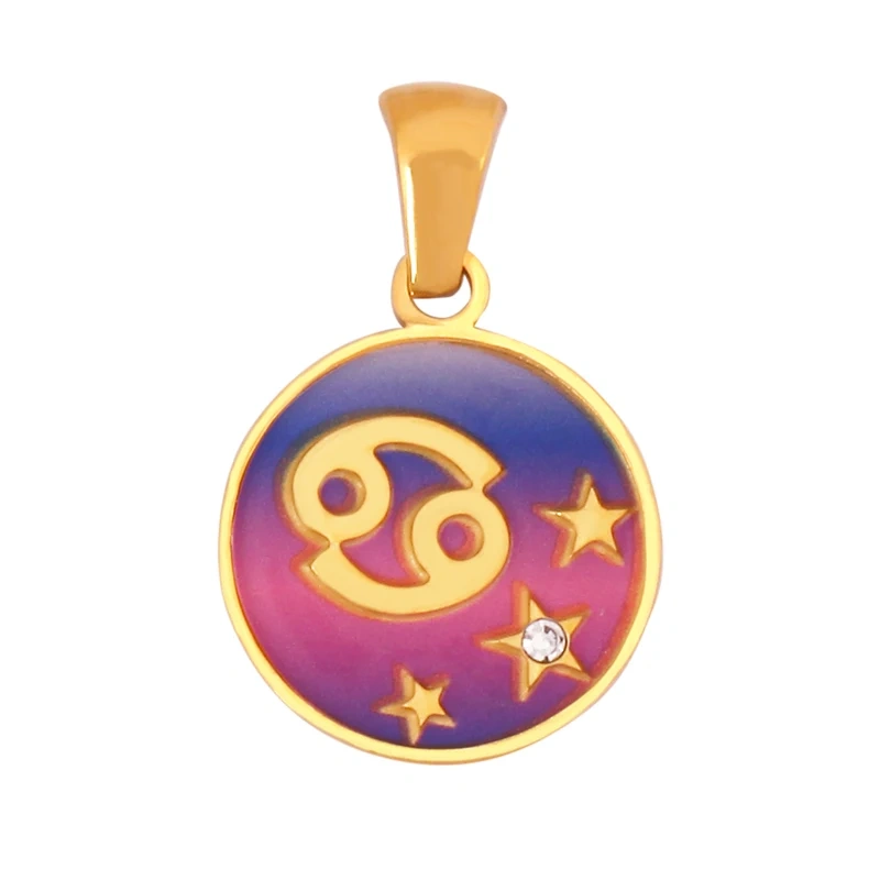 316 Stainless Steel Trendy Zodiac Horoscope Sign Medallion Charm Pendant,18K Gold Plated Necklace Bracelet Jewelry Supplies K77