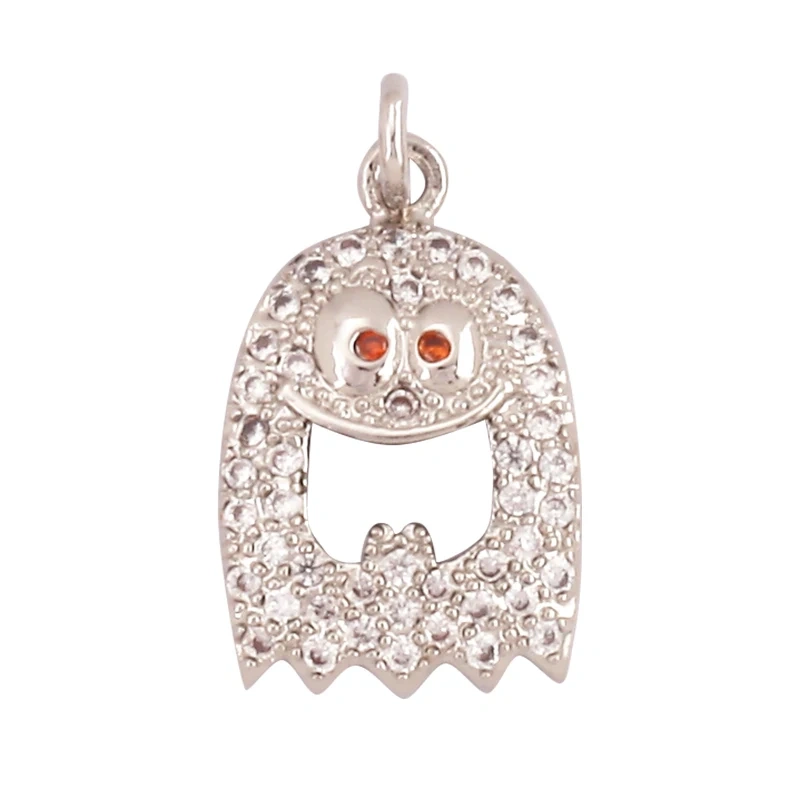 Popular Carnival Halloween Scream Ghost Skeleton Pumpkin Mask Charm Pendant,Trendy Cubic Zirconia 18K Gold Jewelry Necklace Q13