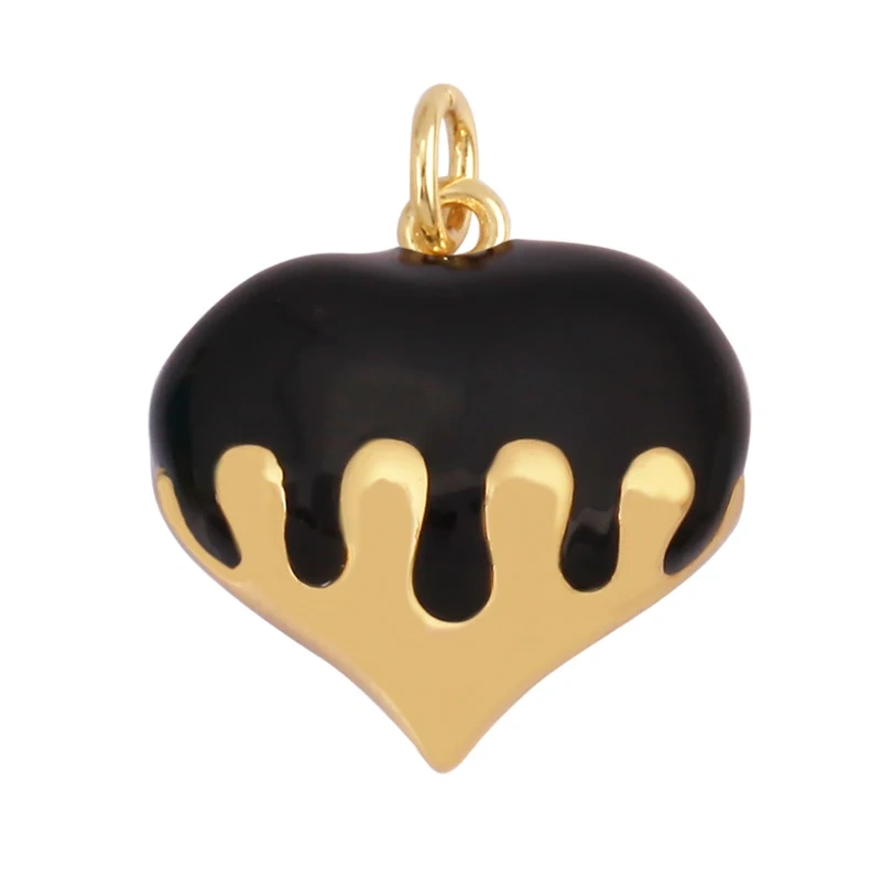 Fashion Colorful Dripping Oil Enamel Flowing Heart Charm Pendant,18K Gold Plated,Necklace Pendant Handmade Jewelry Supplies K39
