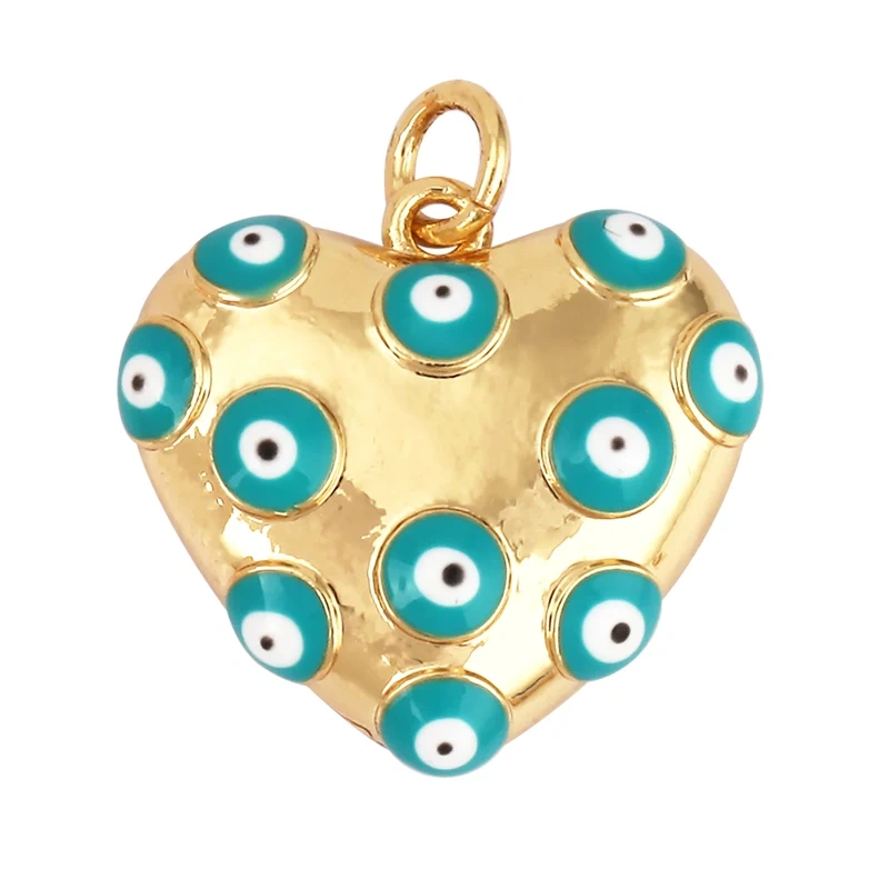 Evil Eye Teardrop Enamel Charm Neon Pink Orange Turquoise Blue Oil Dropped,Real Gold Plated ,Necklace Bracelet Pendant M09 M93