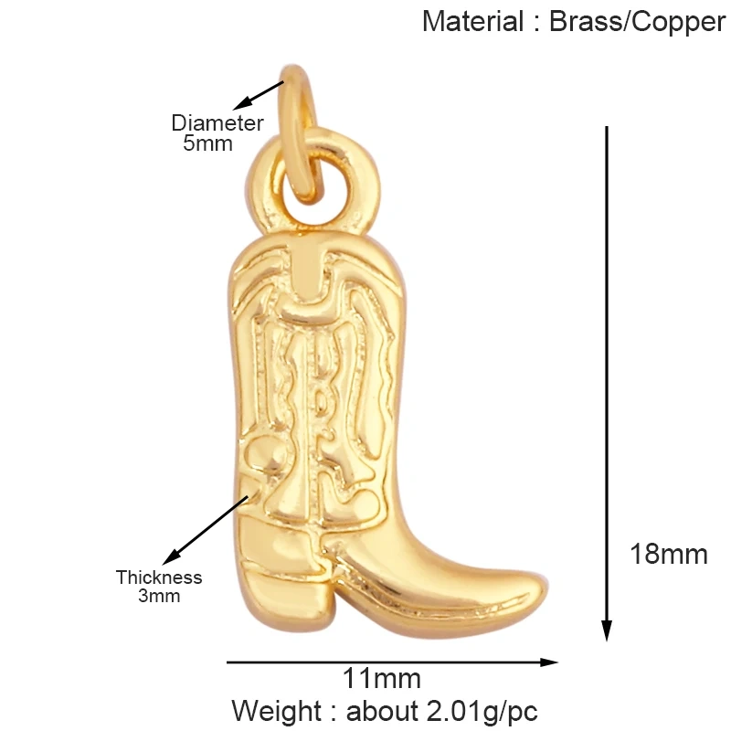 Cowboy Hat Boots Key Glasses Aircraft Windmill Slipper Sports Charm Pendant,Zirconia 18K Gold Necklace Craft Jewelry Supply K78