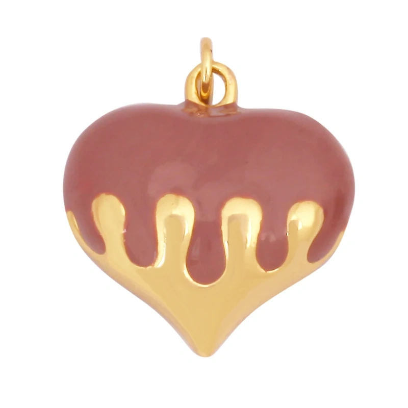 Fashion Colorful Dripping Oil Enamel Flowing Heart Charm Pendant,18K Gold Plated,Necklace Pendant Handmade Jewelry Supplies K39
